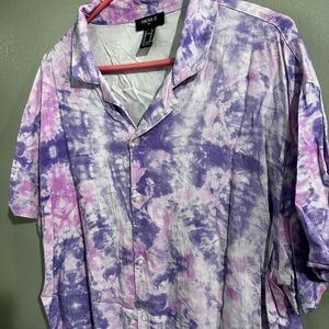 Forever 21 Men's Purple and Pink Casual Shirt